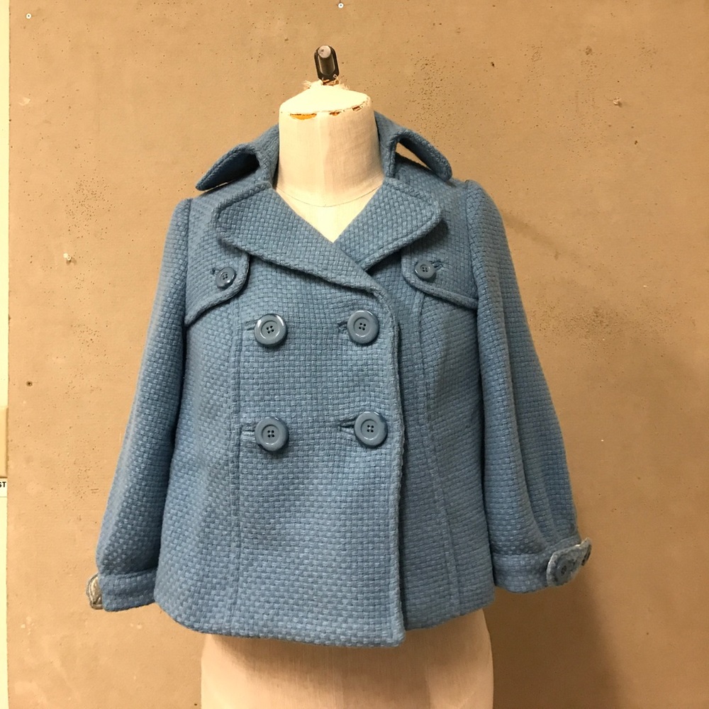 Anthropologie Elevenses Blue Crop Swing Jacket